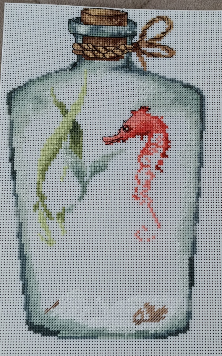 Чудо-холст "Морской конек и морская звезда в бутылке"