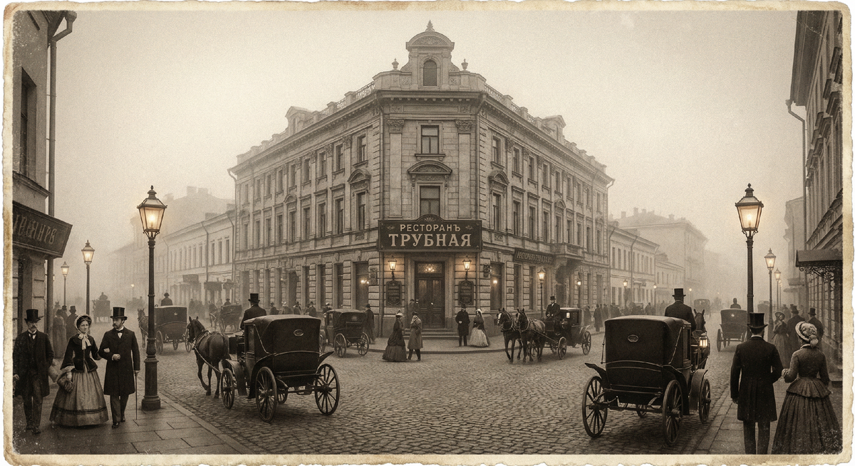 Москва 1870-х годов. Именно в это время ресторан «Эрмитаж» на Трубной площади стал главным светским местом города, а салат Оливье — его главной легендой