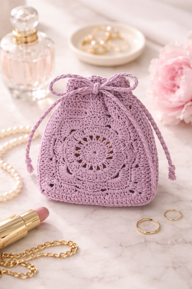 Сумочка из одного квадрата крючком, можно связать за один вечер в рукодельном клубе школы вязания крючком "Успешная рукодельница"