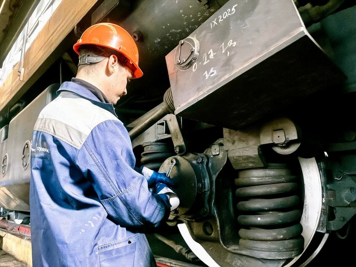   Осмотр колёсной пары тепловоза ТЭМ14