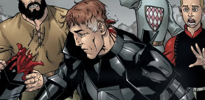 Последний миг Бейлора в комиксе "Межевой рыцарь" (арт aiophotoz.com).