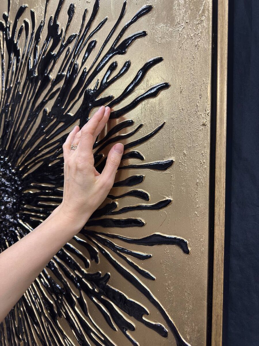 Картина диптих с золотом