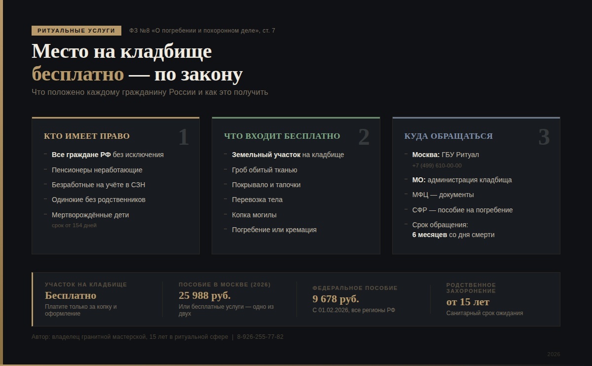 Место на кладбище бесплатно: как это работает