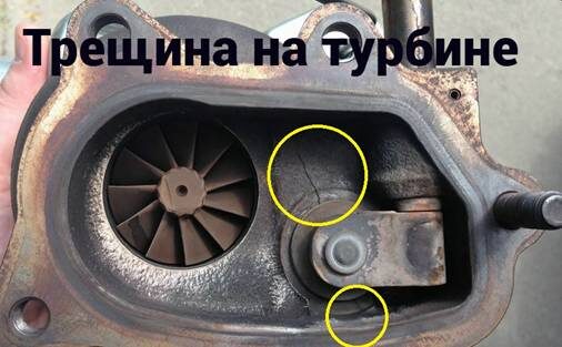 Трещины на корпусе турбины.