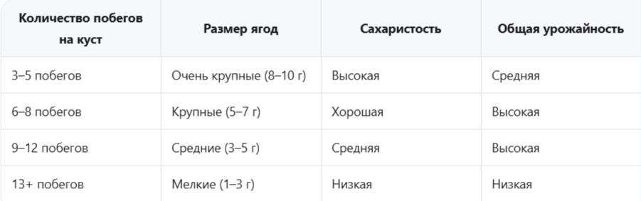 Влияние количества побегов на качество урожая