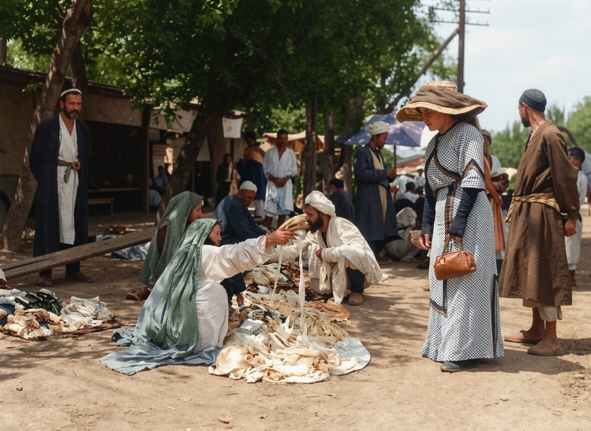 Базар в Андижане. Реставрированное фото Н. М. Щапова, 1912