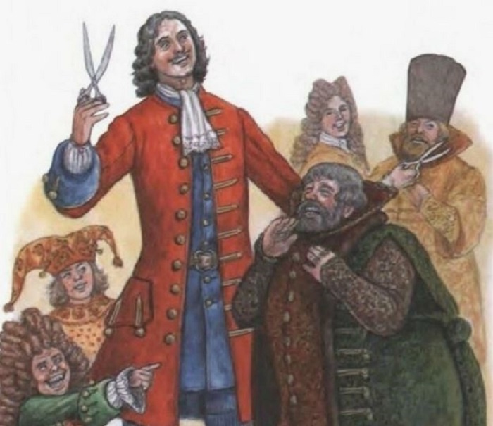 Пётр I лично обрезал бороды боярам. 