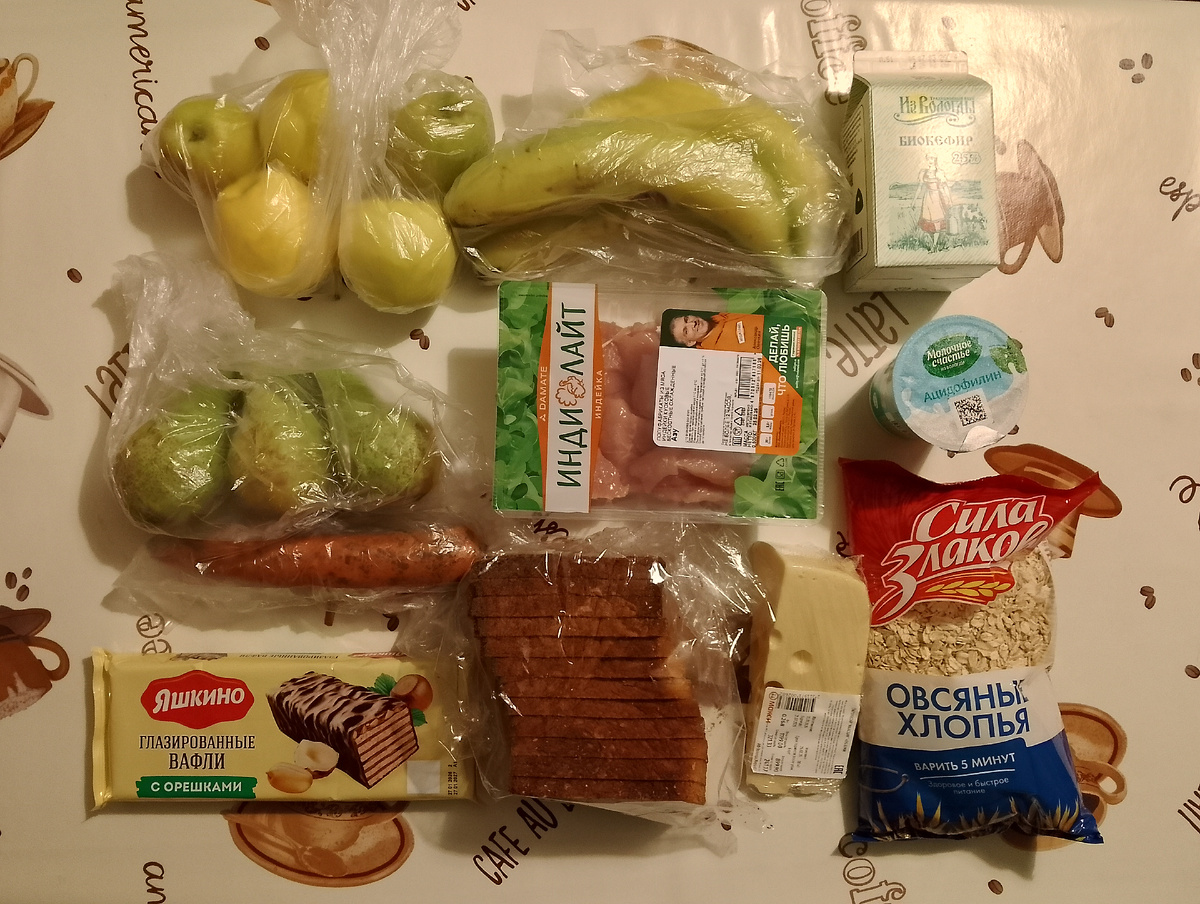 Продуктовая закупка на 1200,00. Фото автора 