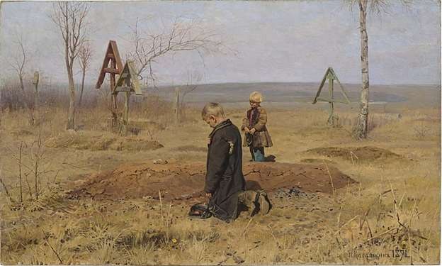 Н. А. Касаткин. Осиротели. 1891. Русский музей СПб.
