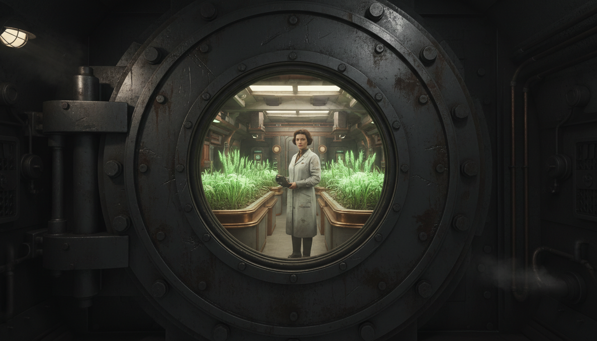 Секретный советский бункер БИОС-3, вид снаружи через иллюминатор