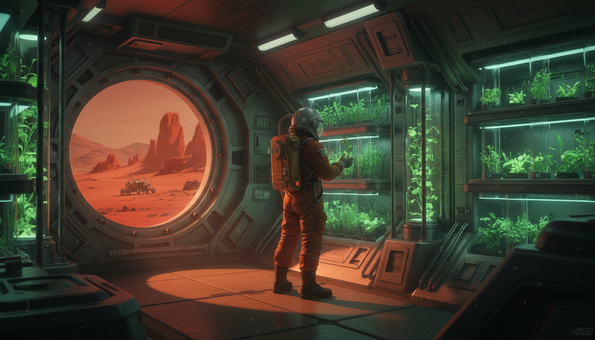 Концепт советской базы на Марсе с автономной оранжереей