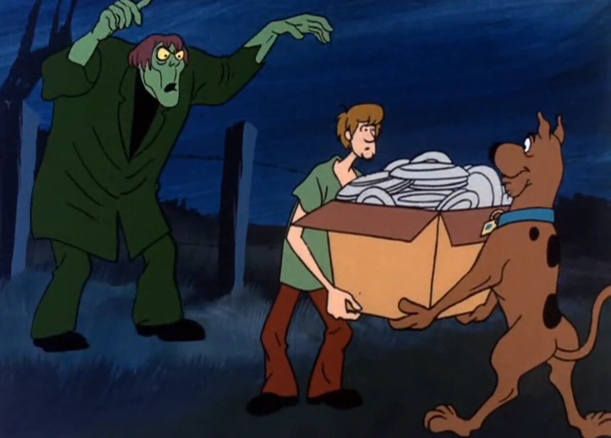 Ползун с Скуби и Шегги (ползун тот что с зелёной кожей)