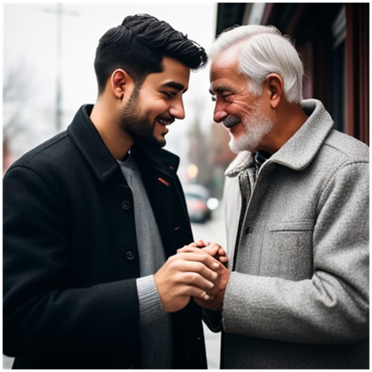 Сгенерировано ИИ- молодость учится у  старости.