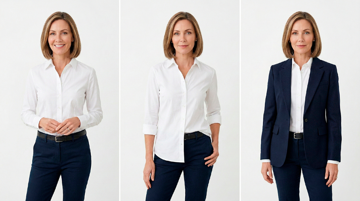 Одна рубашка, одни брюки, один блейзер. Три комбинации, и ни одна не похожа на другую.