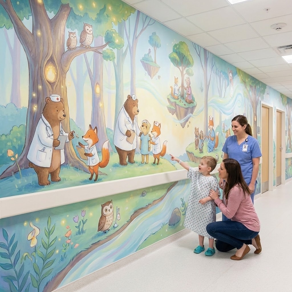 Интерьерная роспись корридора детской больницы