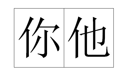 Иероглифы "ты" и "он".