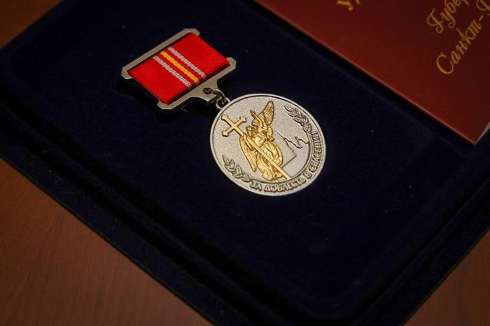 Знак отличия «За доблесть в спасении». Обложка © Telegram / Петербург — Пресс-служба