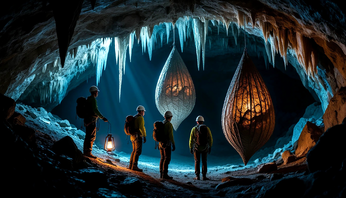 Там находились огромные светящиеся коконы.