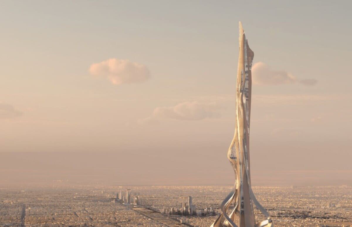    Рендер двухкилометровой башни Rise Tower / © Saudi Arabia Holding Co.