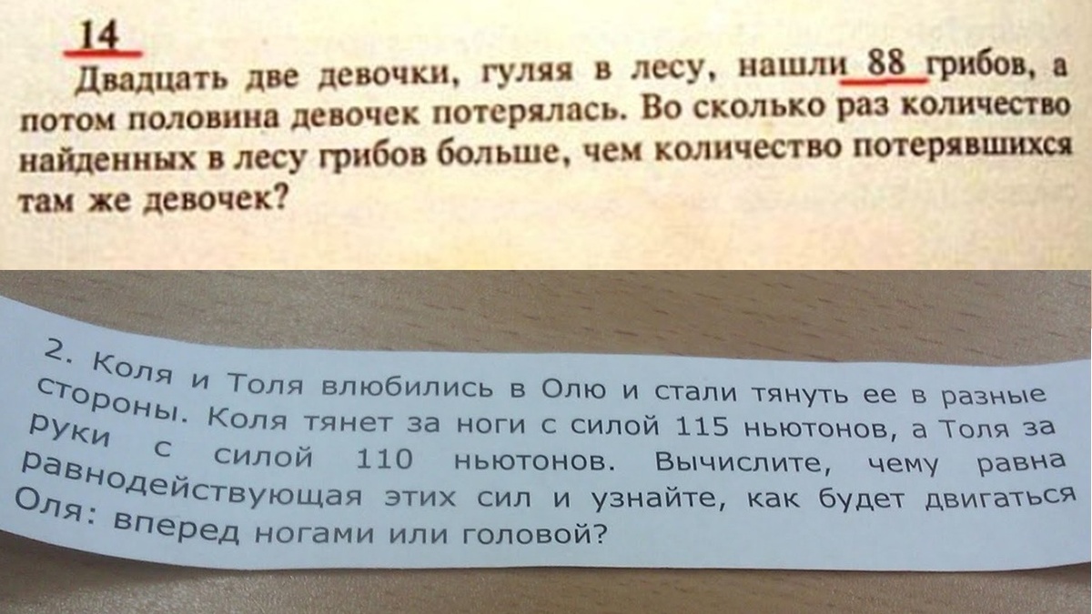 Фото 2. Бедные девочки в лесу и любовь – это страшная сила физики! Кто составляет такие задачи? 