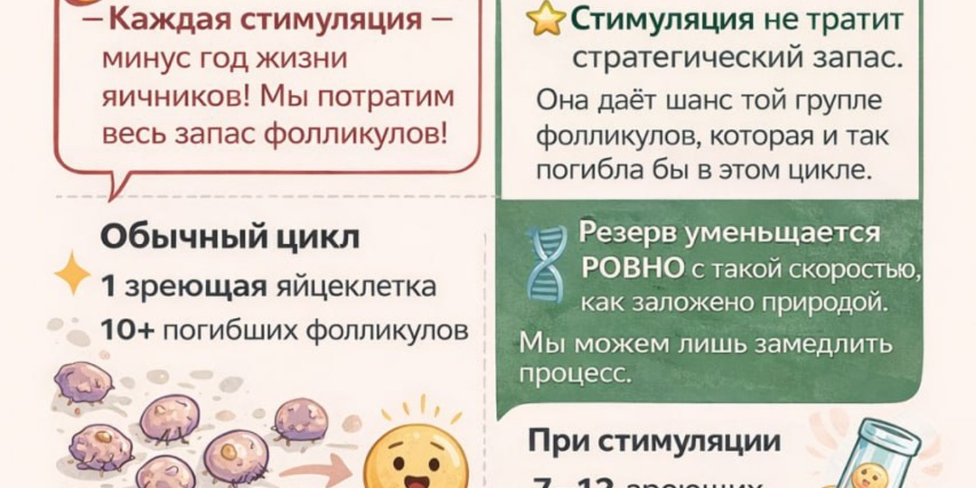 💉Стимуляция в ЭКО: правда ли, что гормоны «сажают» яичники и приближают климакс?