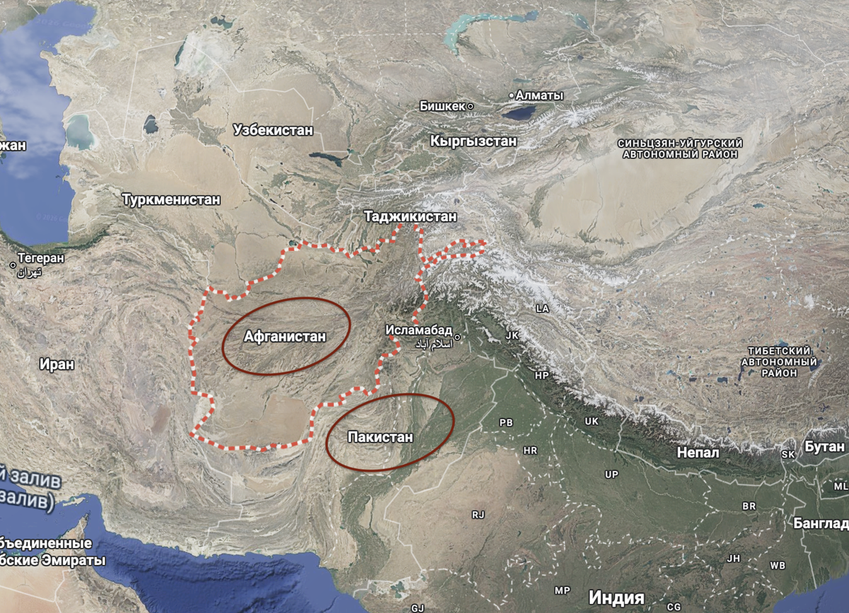Афганистан и Пакистан на карте