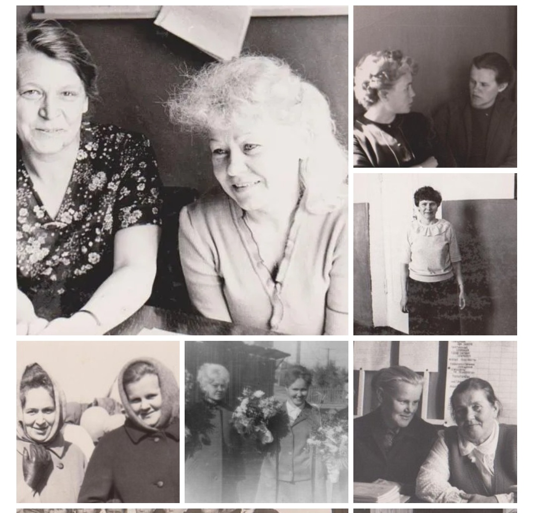 Фото из альбома "Наши учителя" группы в ok.ru Онежской школы №1. В нижнем левом углу в косынке - моя двоюродная бабушка Галя, учитель русского языка и литературы