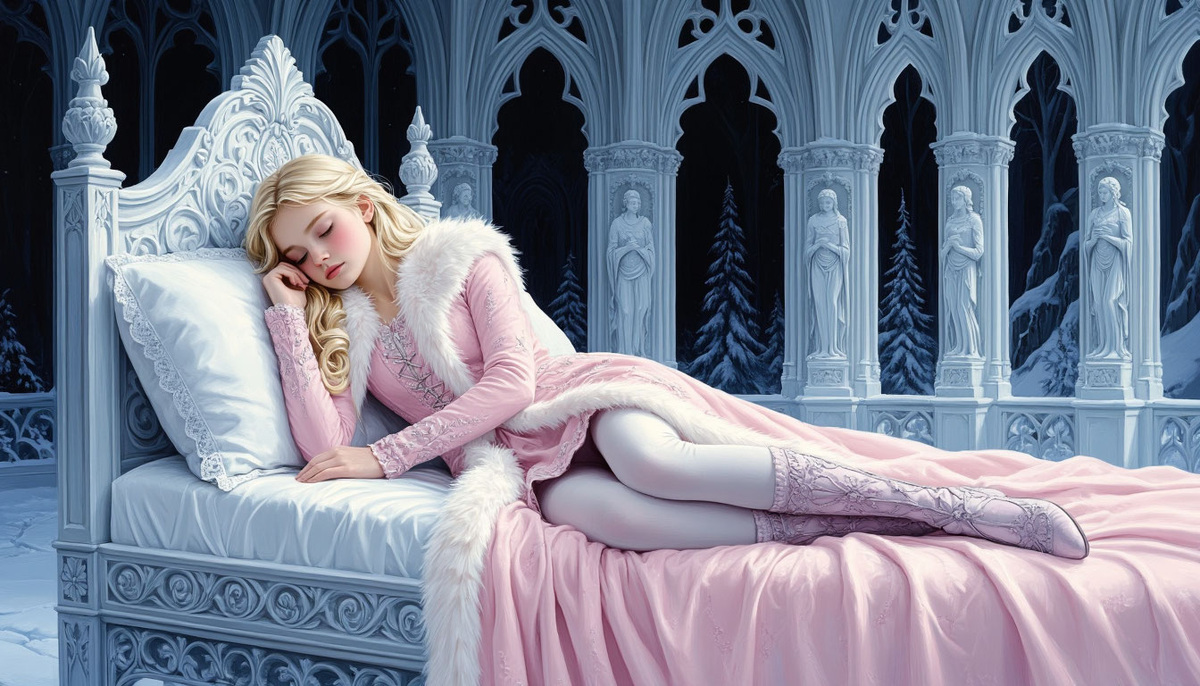 Самая лучшая девочка (спящая красавица) спит... а чем ей ещё заняться? Изображение от ИИ Шедеврум