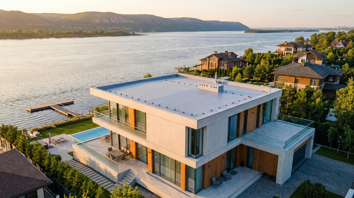 Коттедж с плоской кровлей