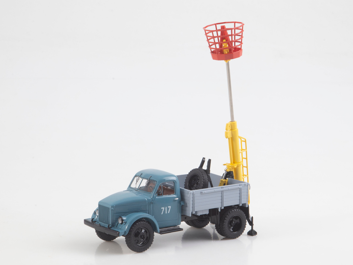 Масштабная модель 1:43 Телескопическая вышка ТВГ-15М, на шасси автомобиля 4х2 Горький-51А, морская волна, серый, Start Scale Models (SSM)