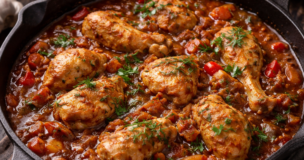 Чахохбили из курицы с густым соусом и точными пропорциями которое получится с первого раза