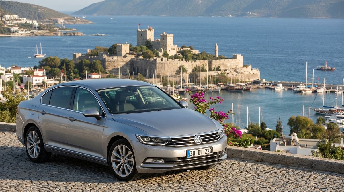 Арендованный автомобиль на улицах Бодрума