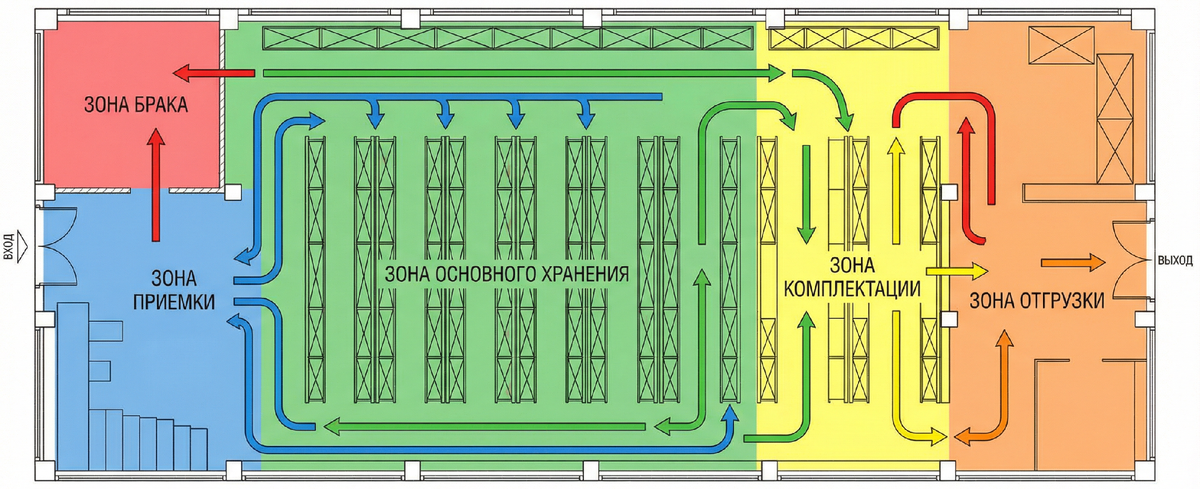 Схема функционального зонирования складского помещения