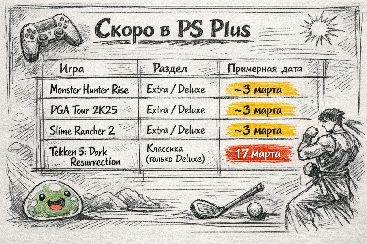 Каталог PS Plus март 2026 — что ждём: подборка ожиданий и ориентиров (таблица)