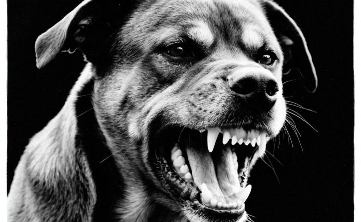 Злая собака. Фото: сгенерировано с помощью нейросети "Алиса", "Атмосфера"