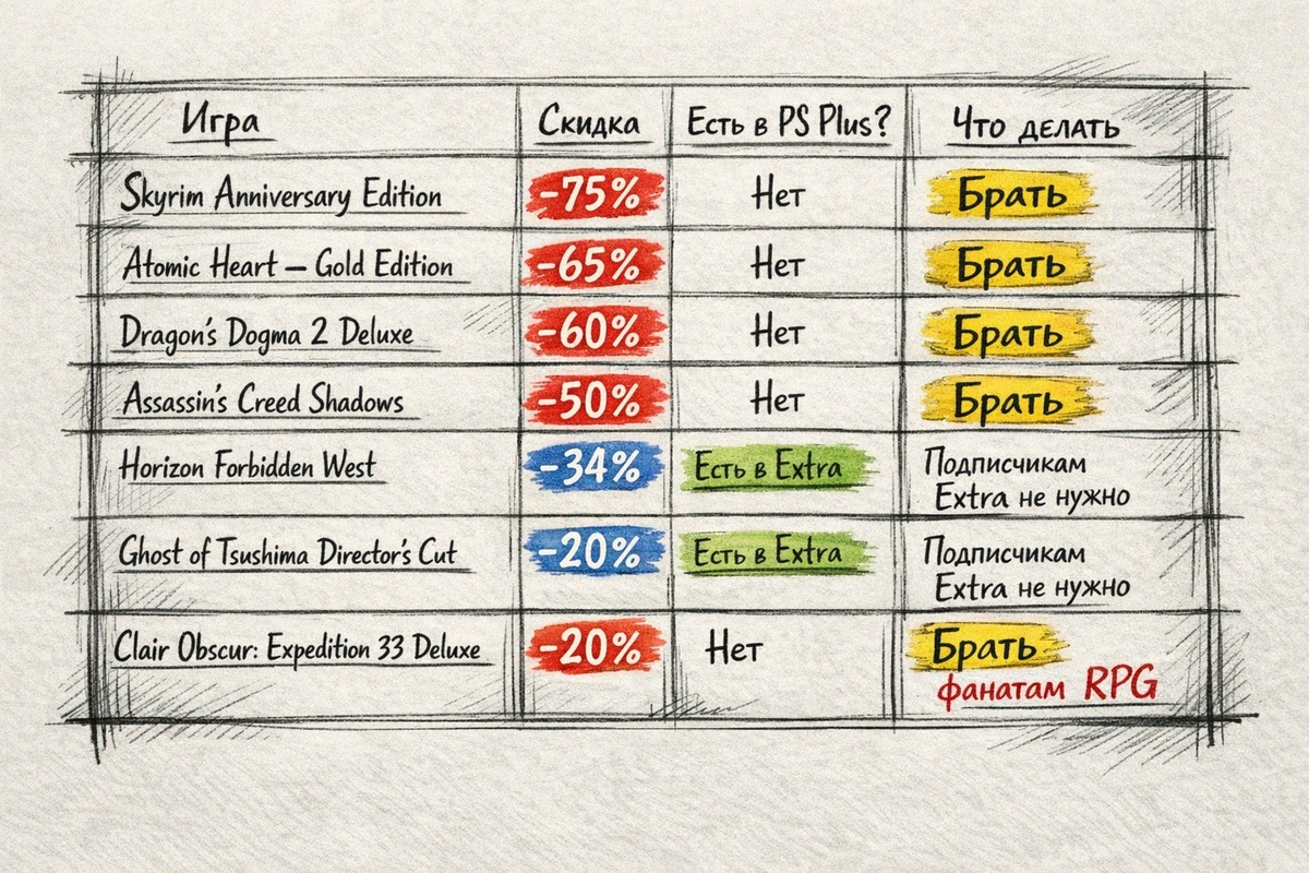 Топ скидок PS Store: что купить на распродаже — подборка по жанрам и выгоде (таблица)