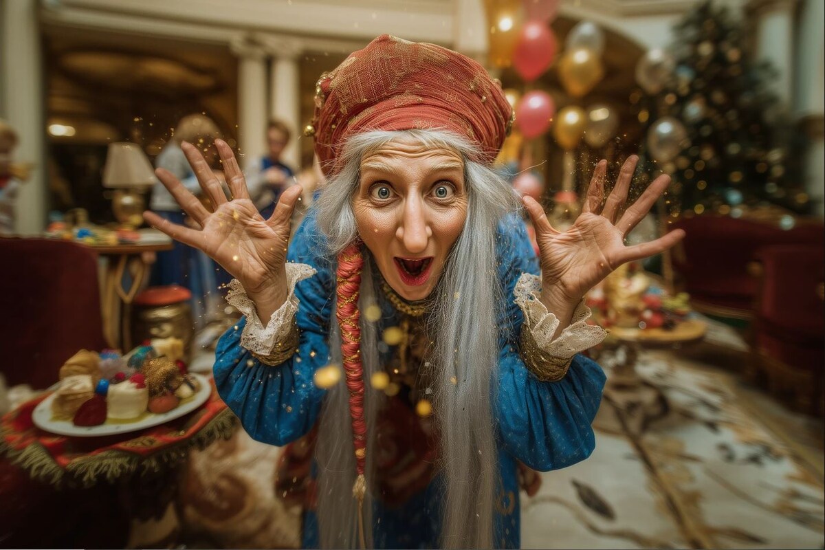 Детская программа с Бабой-ягой // Фото: генерация нейросети от отеля Palmira Palace Resort & SPA