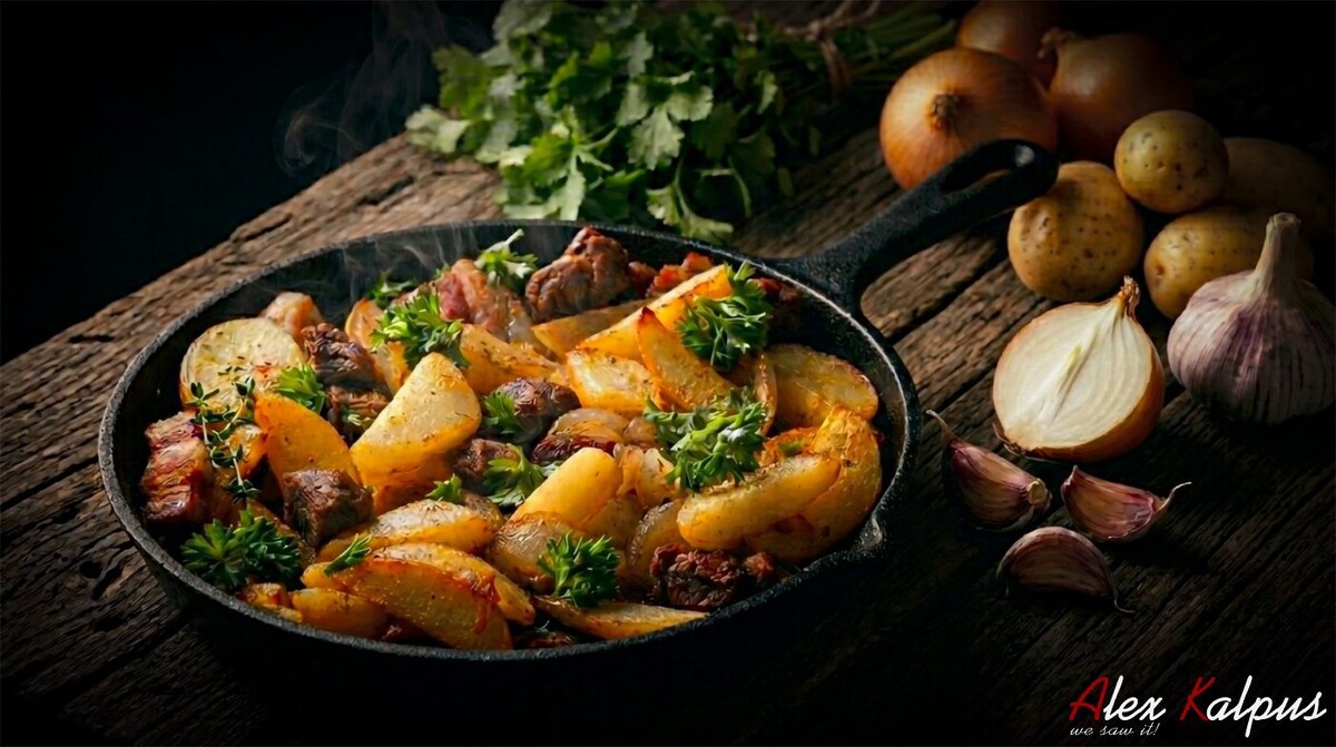 Жареная свинина с картофелем по-грузински: и это совсем не Оджахури! Это шемцвари горис хорци картопилит