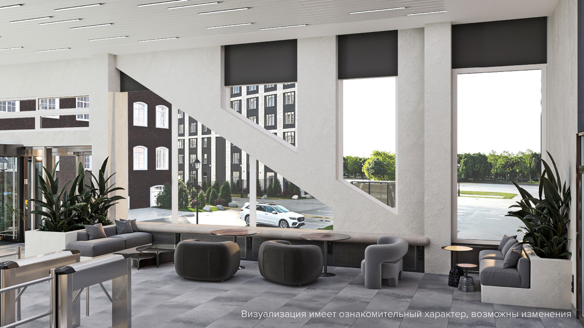 На первом этаже есть удобные кресла и столики: за ними комфортно проводить встречи или обедать