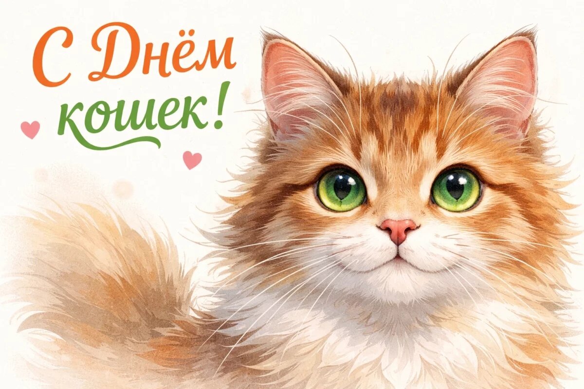    Открытки с Днём кошек 2026.