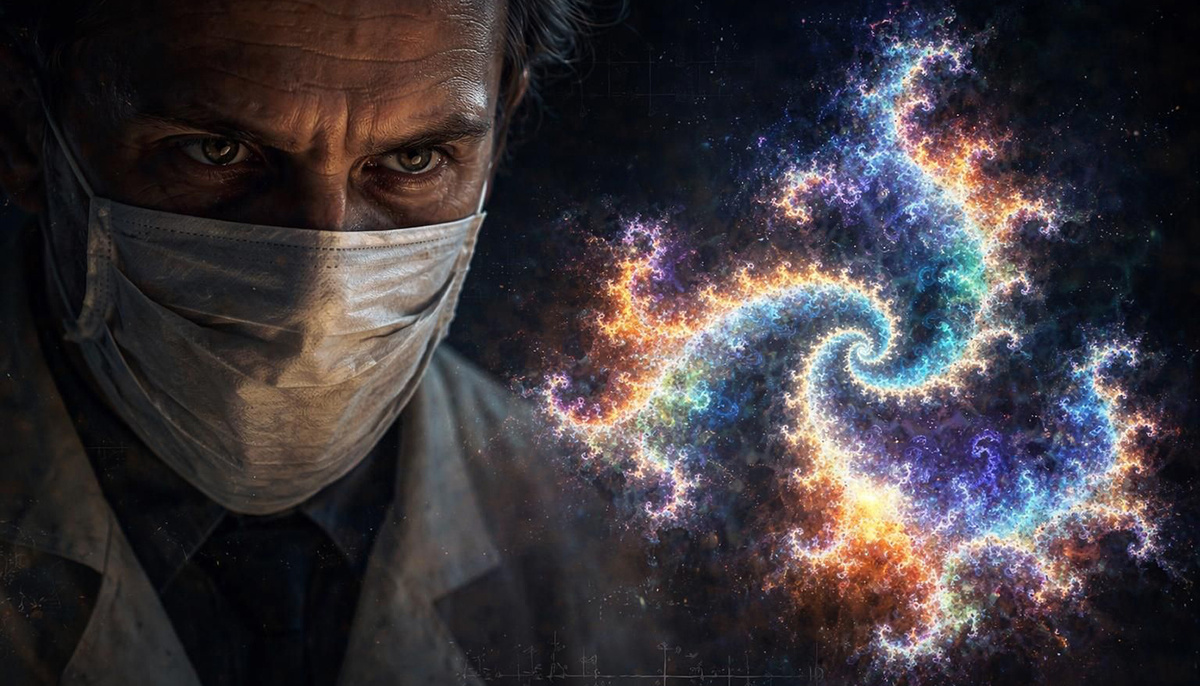 Гастон Жюлиа, скрывая лицо после ранения, открыл множества, которые до сих пор называют «монстрами». Они обладают симметрией относительно бесконечного числа преобразований. Реконструкция Duck