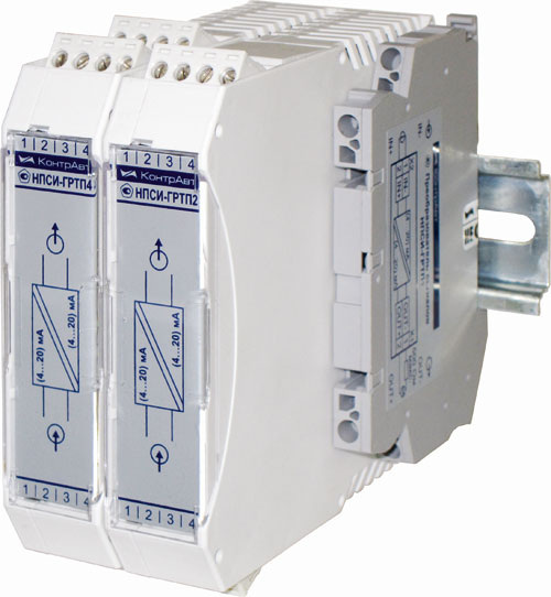 Рис. 1. Внешний вид преобразователей с гальваническим разделением 1, 2, 4 каналов токовой петли НПСИ‑200‑ГРТПх