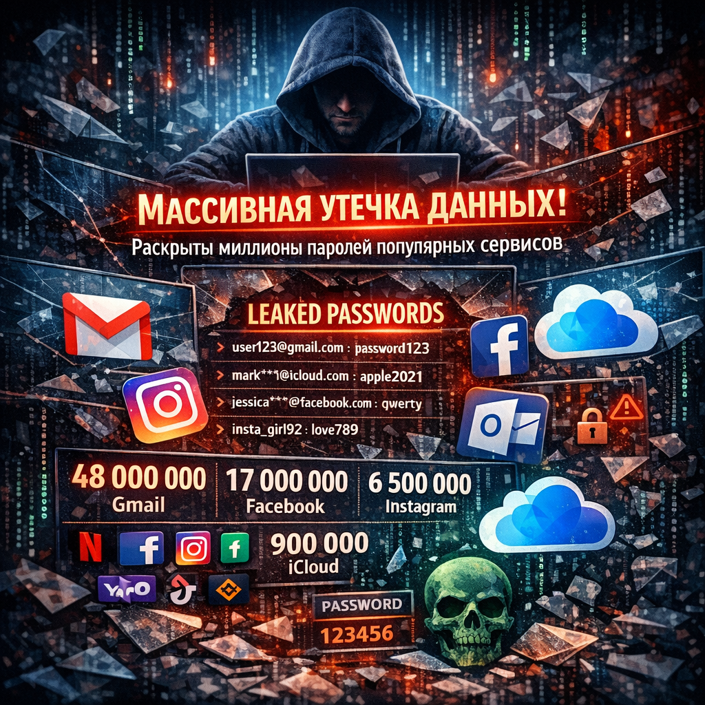 Массивная утечка данных: раскрыты миллионы паролей популярных сервисов