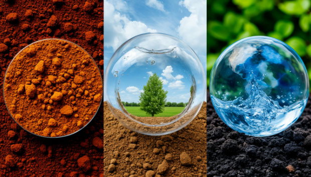 Три стихии: Земля, Воздух и Вода. 