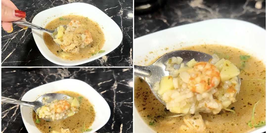 Суп с креветками и рыбой