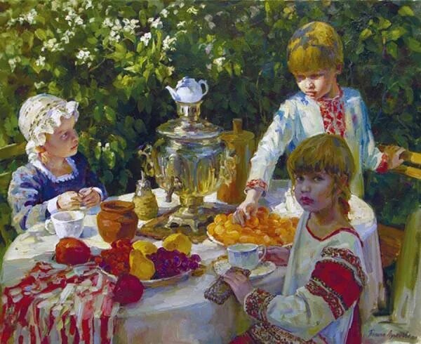 Дети на даче. 2013 г. Художник Полина Борисовна Лучанова