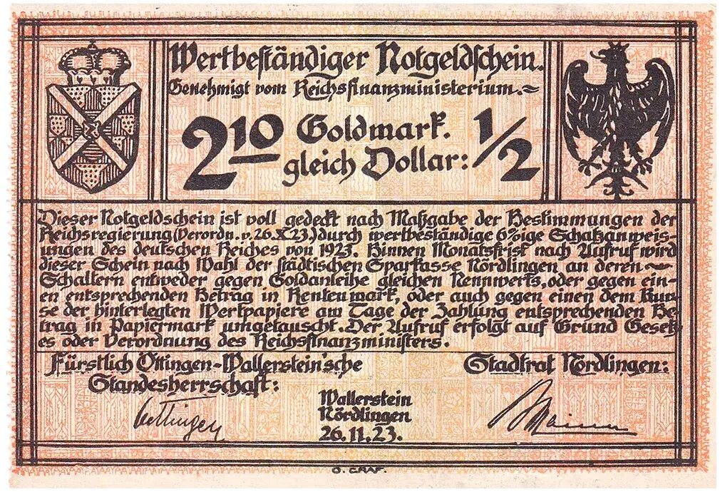 Нёрдлинген / Валлерштайн. 2,10 золотых марок (аверс)