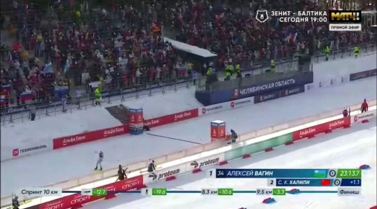    Финишный створ в Златоусте покорился. Алексей Вагин только что опередил Карима Халили на 1,1 секунды и взял первое «взрослое» золото Кубка России.   telegram-канал Матч! Биатлон и лыжи