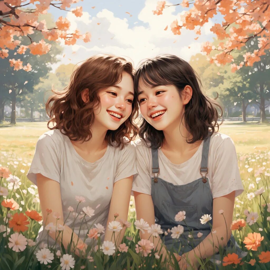 Подруги. Иллюстрация сгенерирована нейросетью