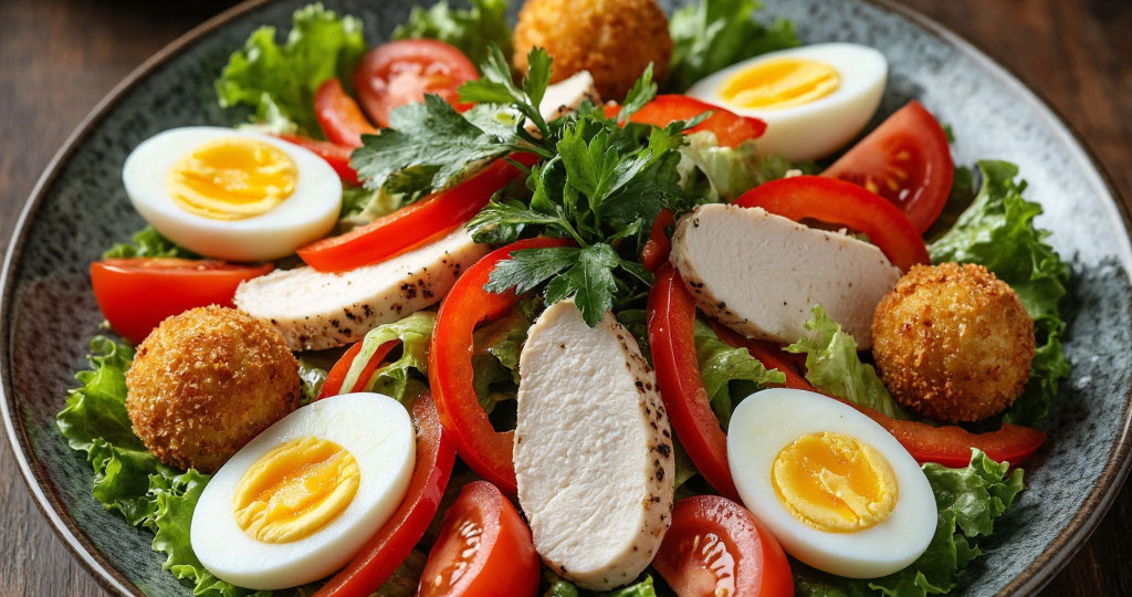 Салат с куриной грудкой и сырными шариками: оригинальное блюдо для особого случая 🥗🧀 Домашние рецепты с расчетом стоимости.